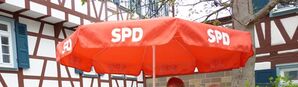 Unser SPD-Schirm am Infostand